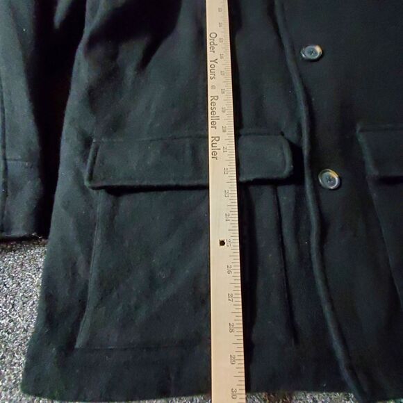 Old Navy 1994 Wool Blend Peacoat Mens L Black Dress Coat Pockets Quilted Lined - Picture 8 of 11
